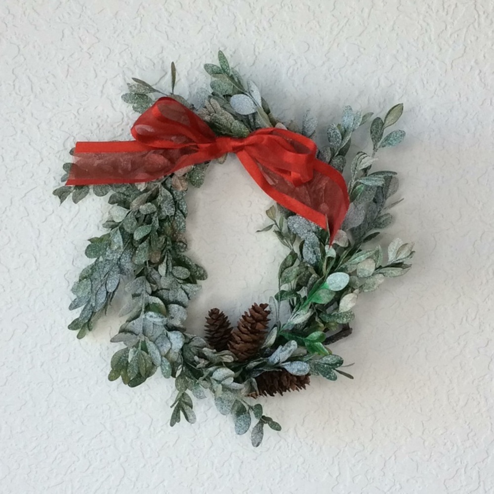 Holiday Wreath Preserved Dried Snow Boxwood 7-9”